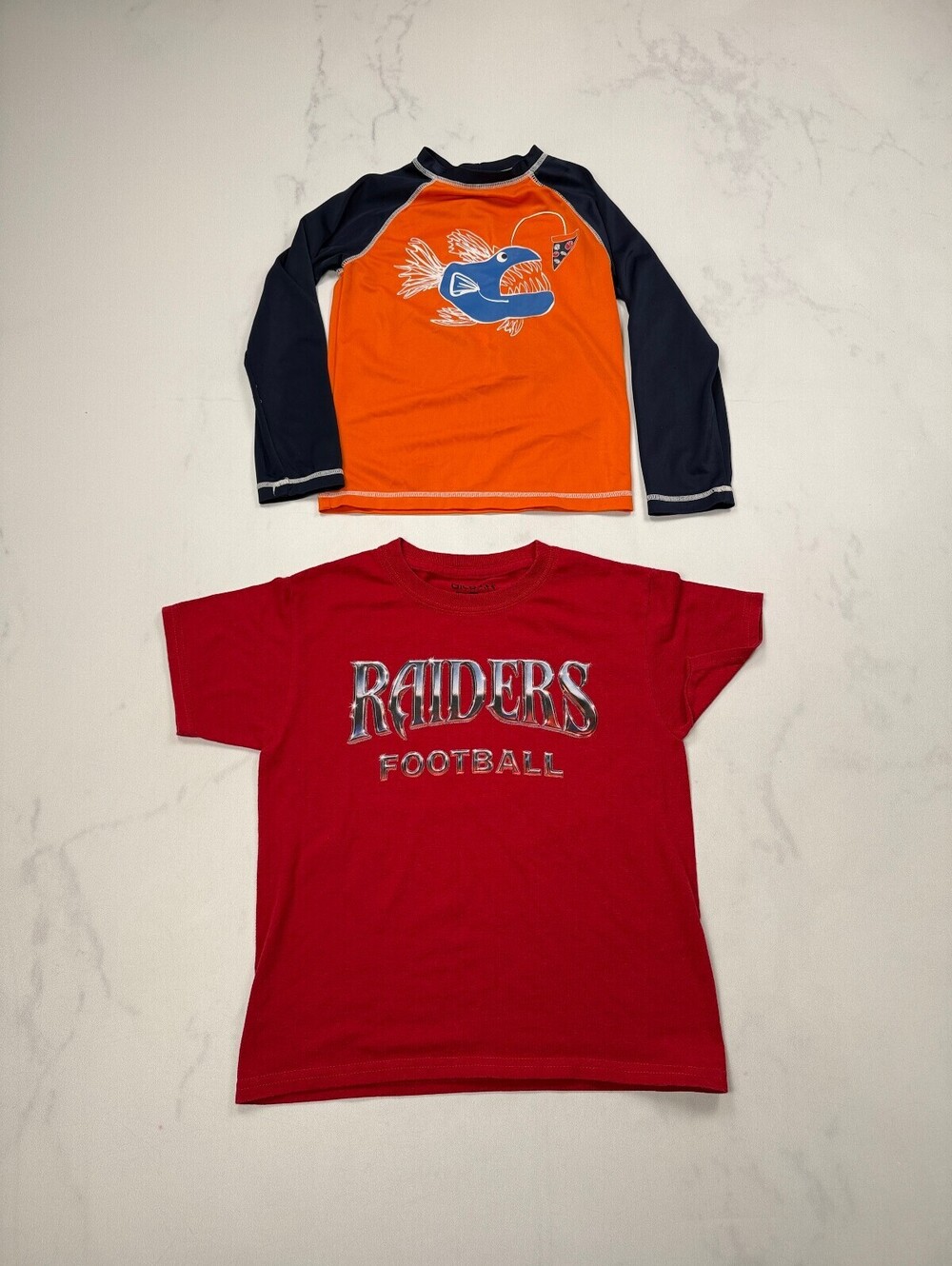 Gymboree Gildan Graphic Tee Shirt Orange Navy 2000s Bold Lot of 2 - Boy S